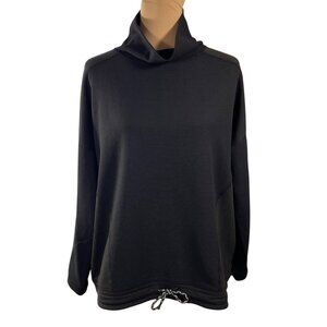 Eddie Bauer Women's Pullover Top Waffle Knit Mock Neck Black Size L Large